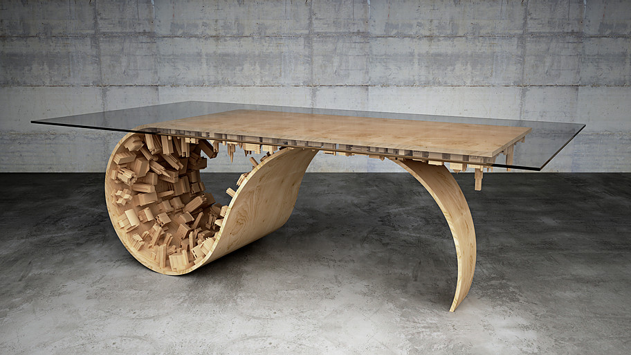 wave shaped dining room table